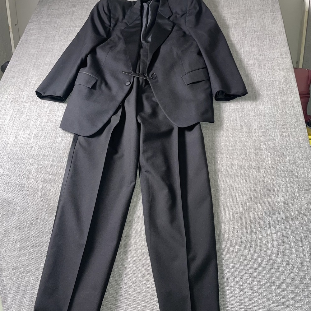 Doni Barassi 2 Piece Suit Set Mens Black Pleated Single Breasted Formal Business - Picture 5 of 16